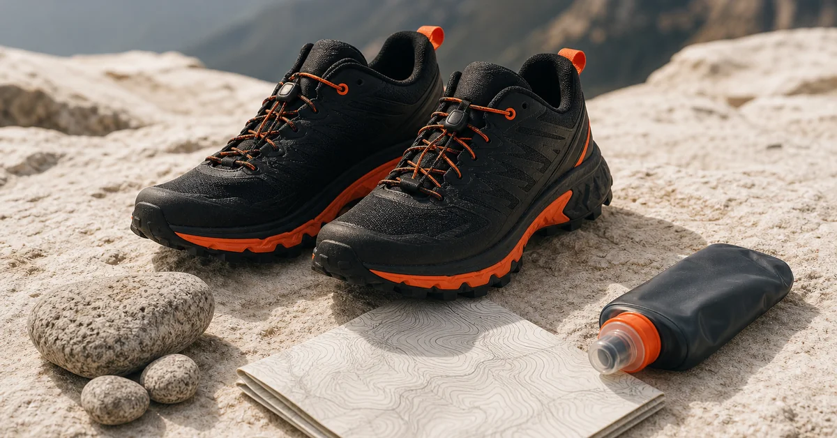 Trailrunner auf einem steilen Bergpfad in den Alpen